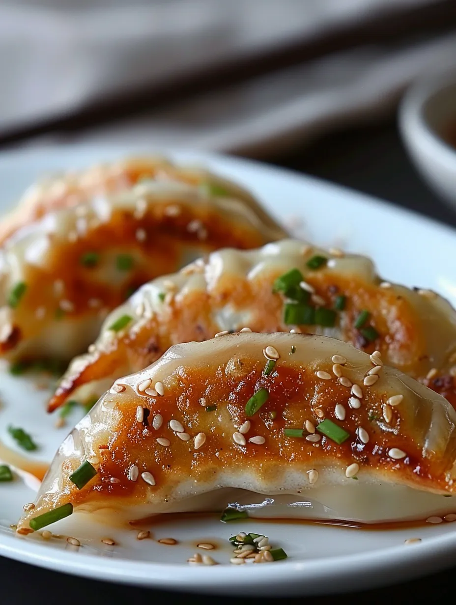 Plated pan-fried dumplings