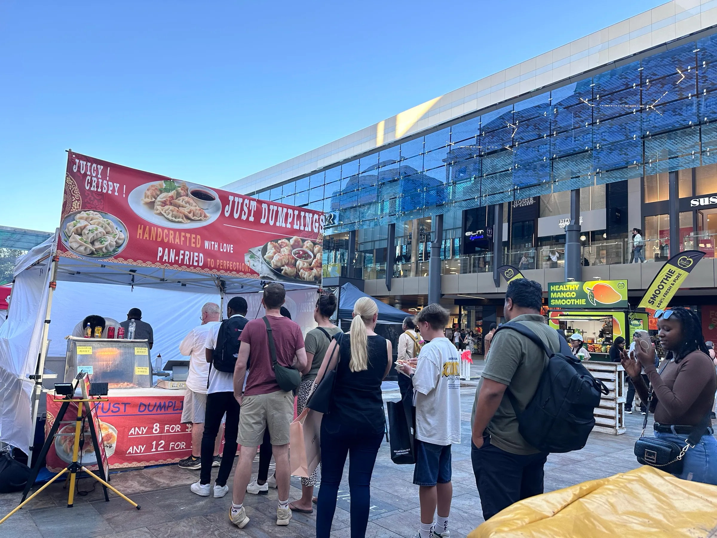 Just Dumplings stall at a Perth shopping precinct