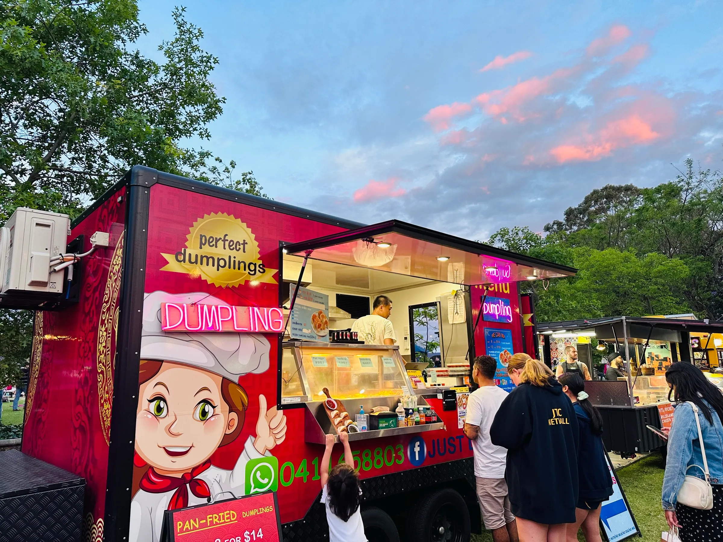 Just Dumplings food truck at a Perth market